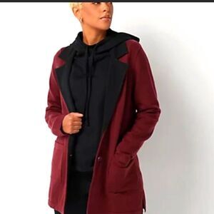 J. JASON WU Double Knit Jacket Maroon Size Large